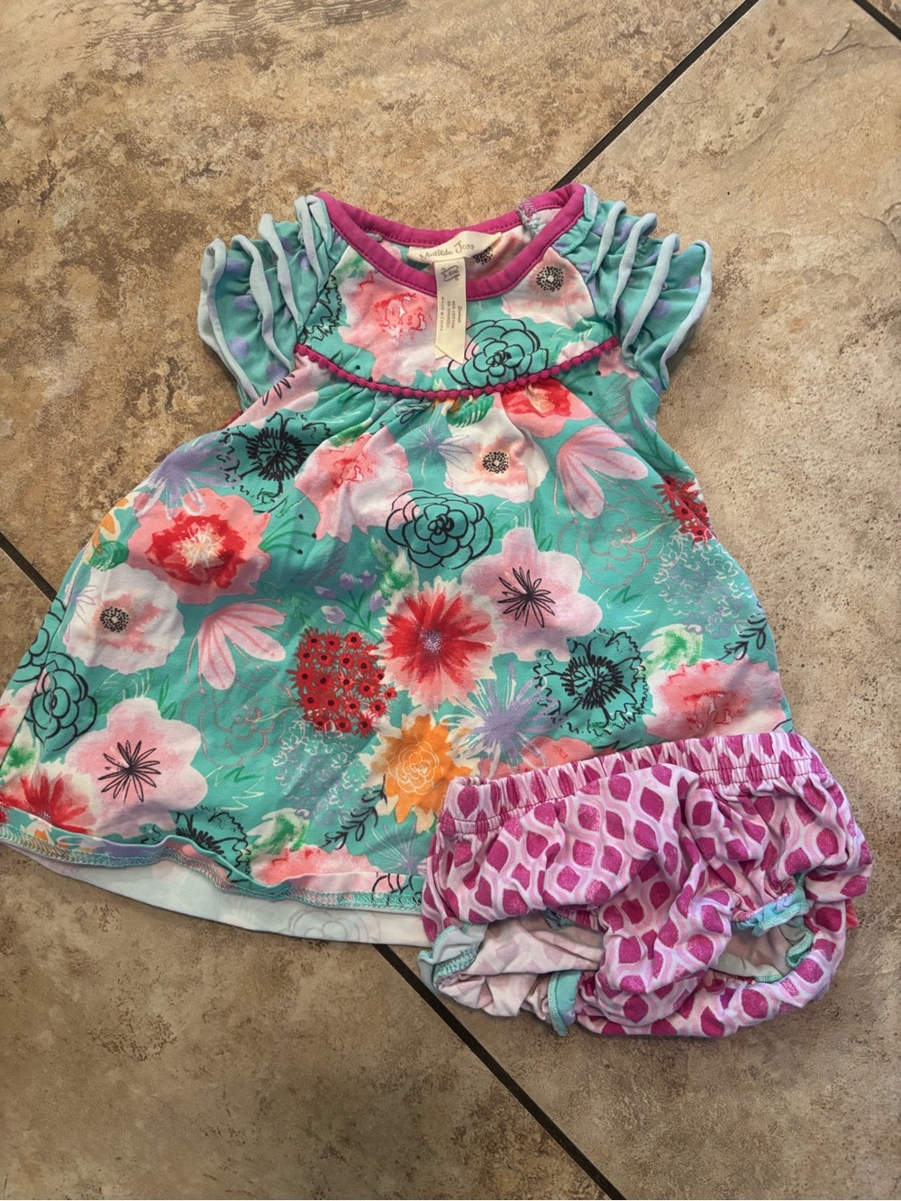 Matilda Jane Floral Aqua & Pink Girls' Dress Set